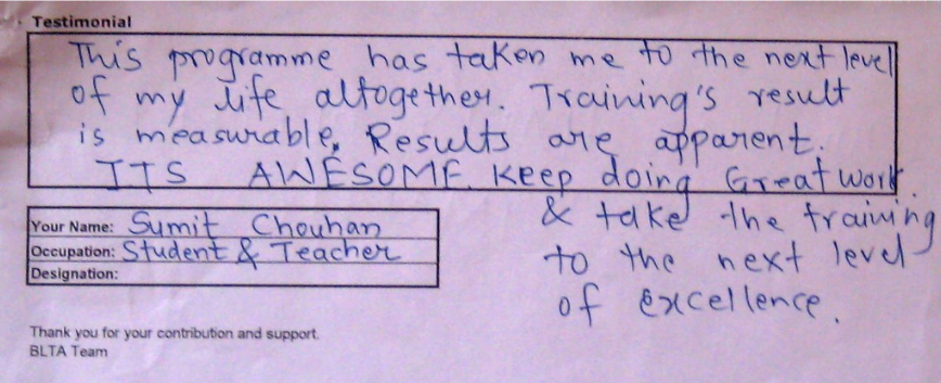 A&F testimonial- Sumit chauhan